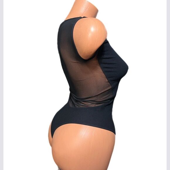 NWT Bebe Sexy Mesh back and sides Sleeveless bodysuit Black Small - Picture 6 of 8